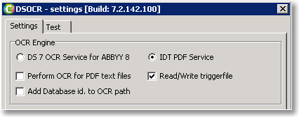 De 'Add Database id. to OCR path' is alleen beschikbaar als men 'IDT PDF Service' als OCR engine heeft geselecteerd